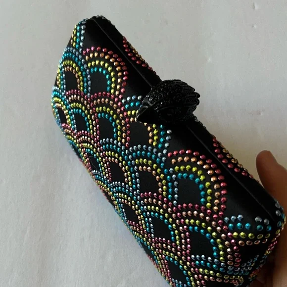 KURT GEIGER LONDON BLACK RAINBOW EAGLE CLUTCH BLACK NWOT